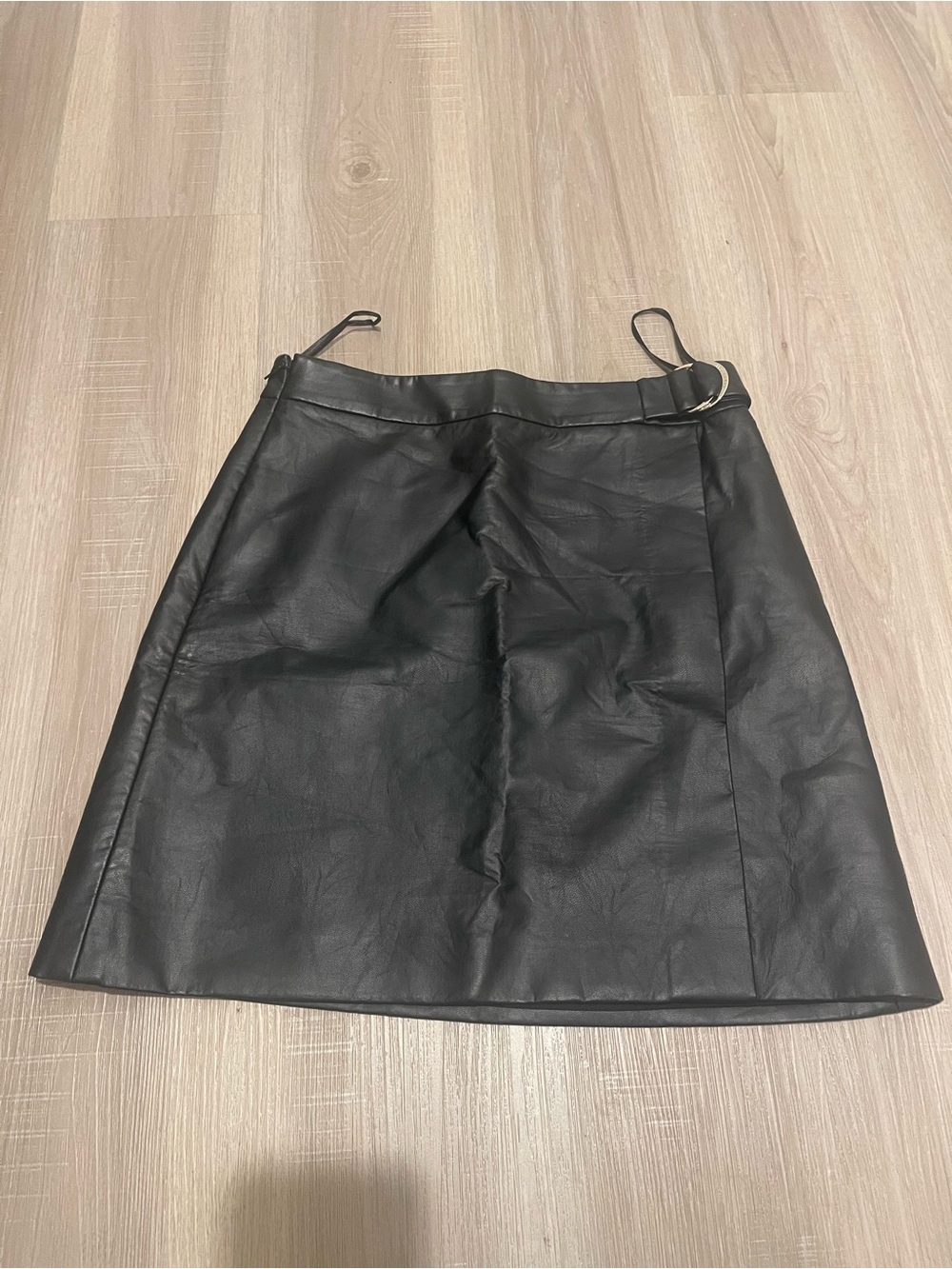 Ted baker Black Faux Leather A-Line Skirt with Buckle Detail size 1